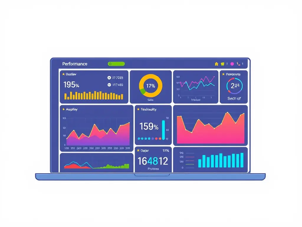 A modern data dashboard showing key performance indicators and trend analyses, illustrating X-Intelligence's Business Intelligence Dashboards.